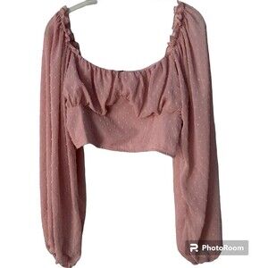 Crop top blouse blush pink size large